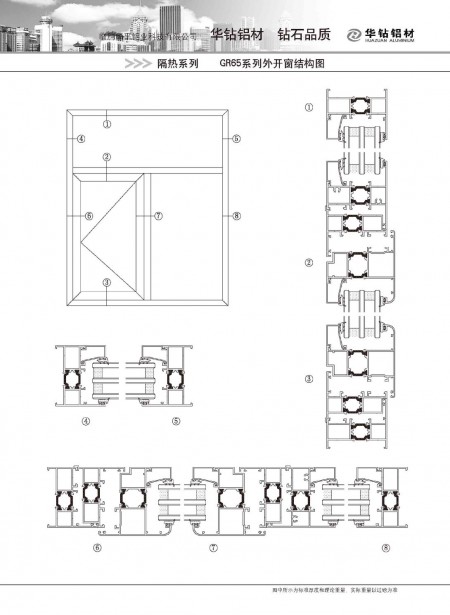 GR65系列外開(kāi)窗結(jié)構(gòu)圖