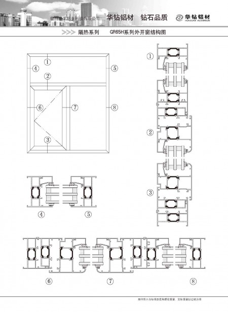GR65H系列外開(kāi)窗結(jié)構(gòu)圖